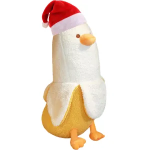 ELAINREN Xmas Banana Duck Plush Toy Cute Stuffed Banana Duck with Christmas Hat/19.6''