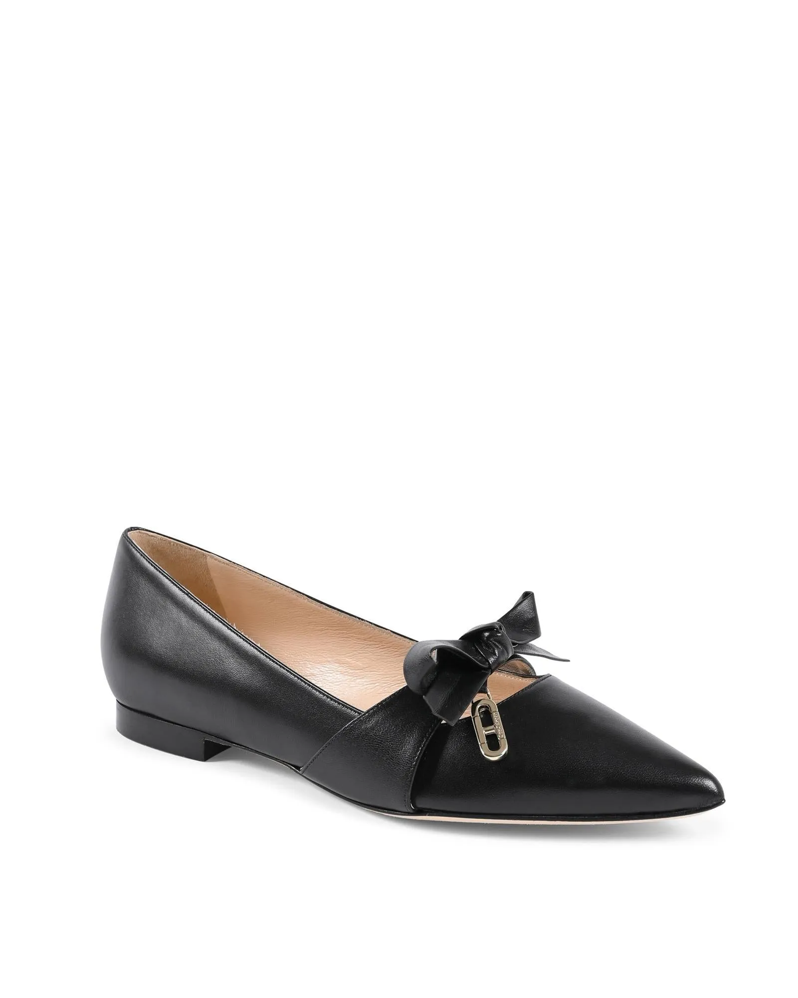 Elegant Leather Bow Ballerina Flats