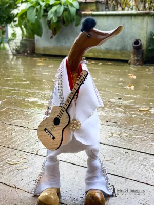 Elvis The King Duck - Decorated Wooden Duck in Boots by Mrs H the Duck Lady