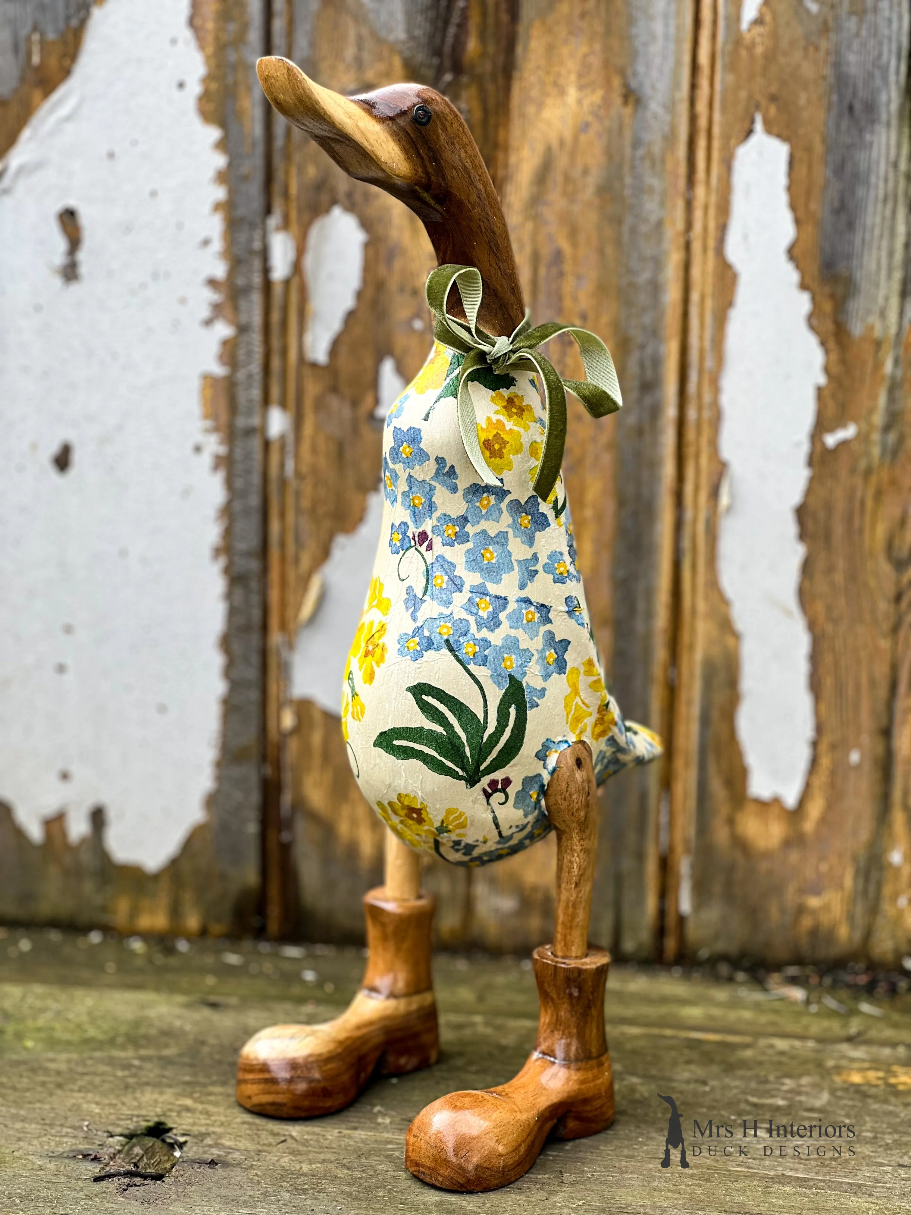 Emma Bridgewater Ducks -  - Decorated Wooden Duck in Boots by Mrs H the Duck Lady