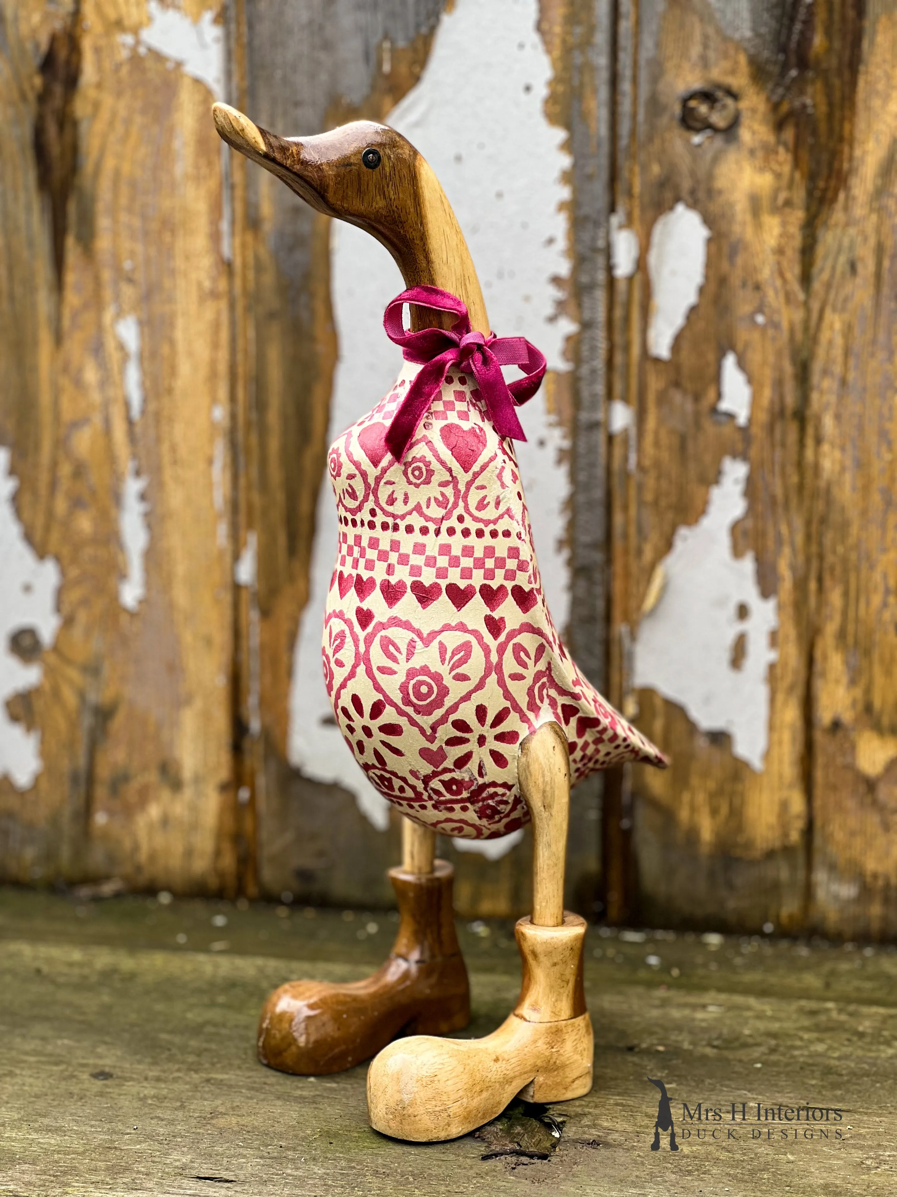 Emma Bridgewater Ducks -  - Decorated Wooden Duck in Boots by Mrs H the Duck Lady