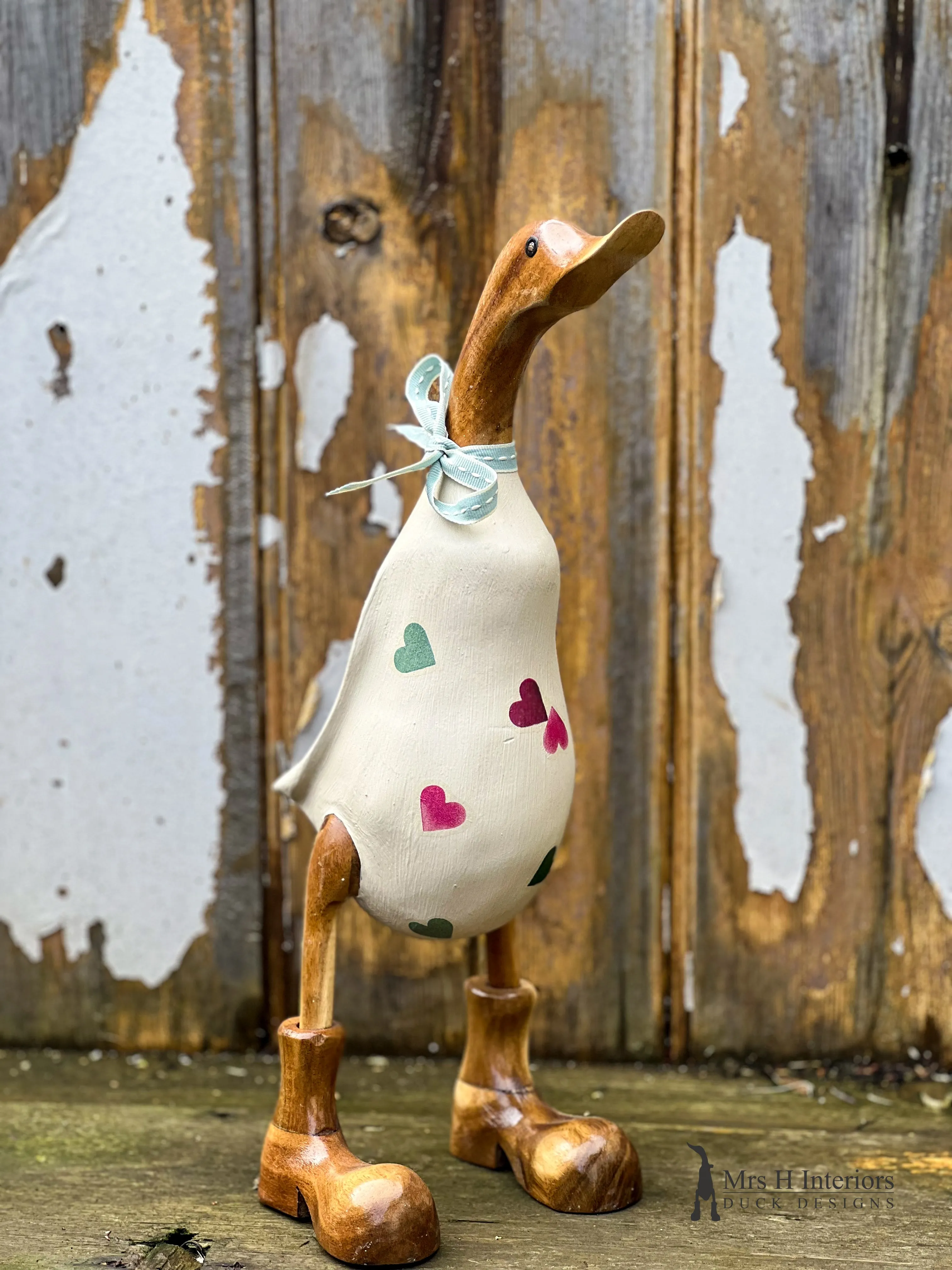 Emma Bridgewater Ducks -  - Decorated Wooden Duck in Boots by Mrs H the Duck Lady