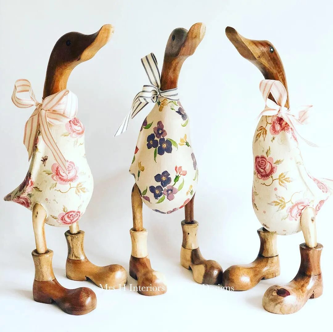 Emma Bridgewater Ducks -  - Decorated Wooden Duck in Boots by Mrs H the Duck Lady