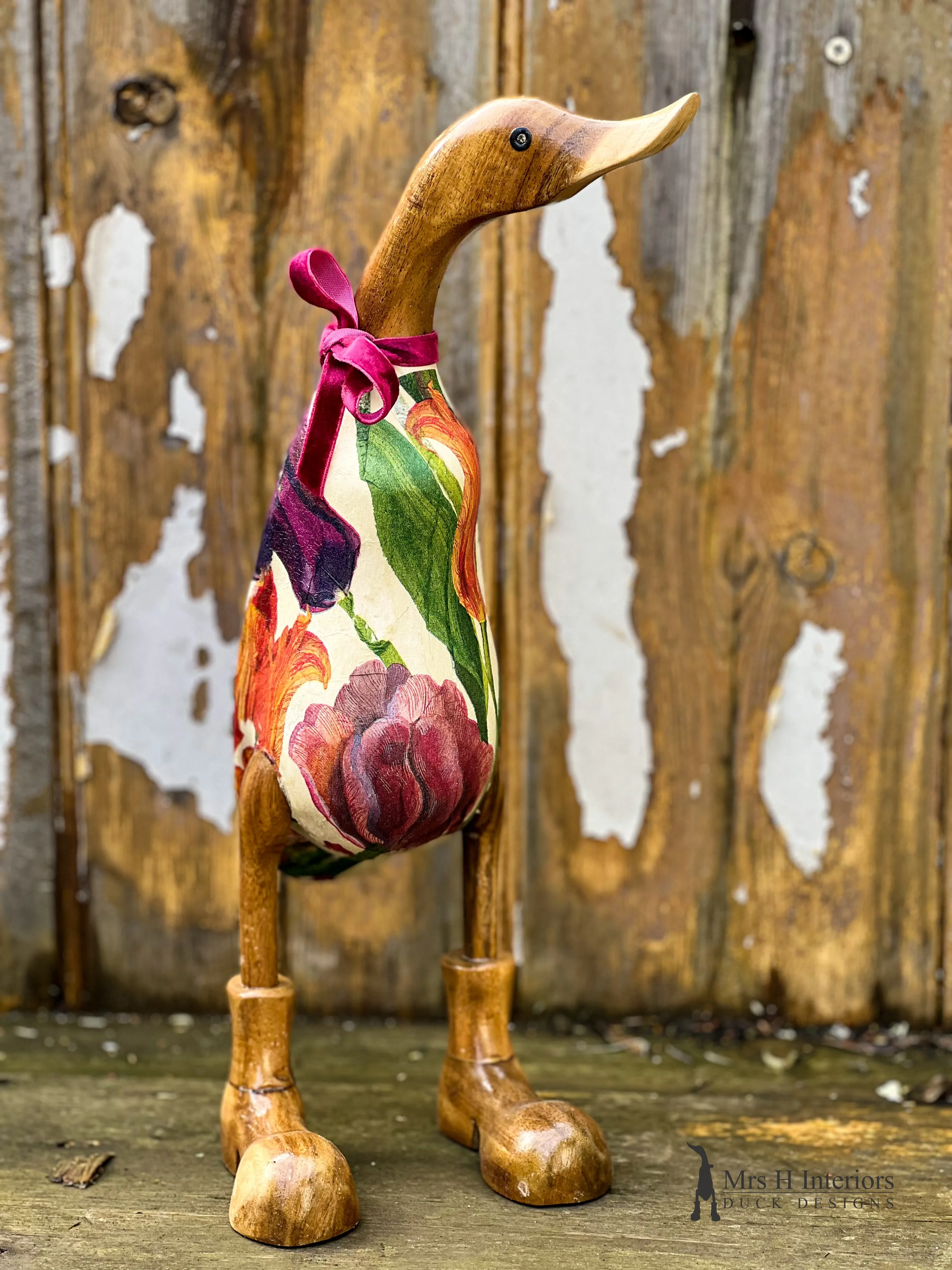 Emma Bridgewater Ducks -  - Decorated Wooden Duck in Boots by Mrs H the Duck Lady