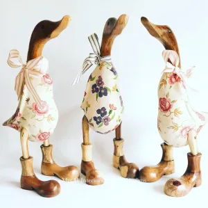 Emma Bridgewater Outdoor Ducks -  - Decorated Wooden Duck in Boots by Mrs H the Duck Lady