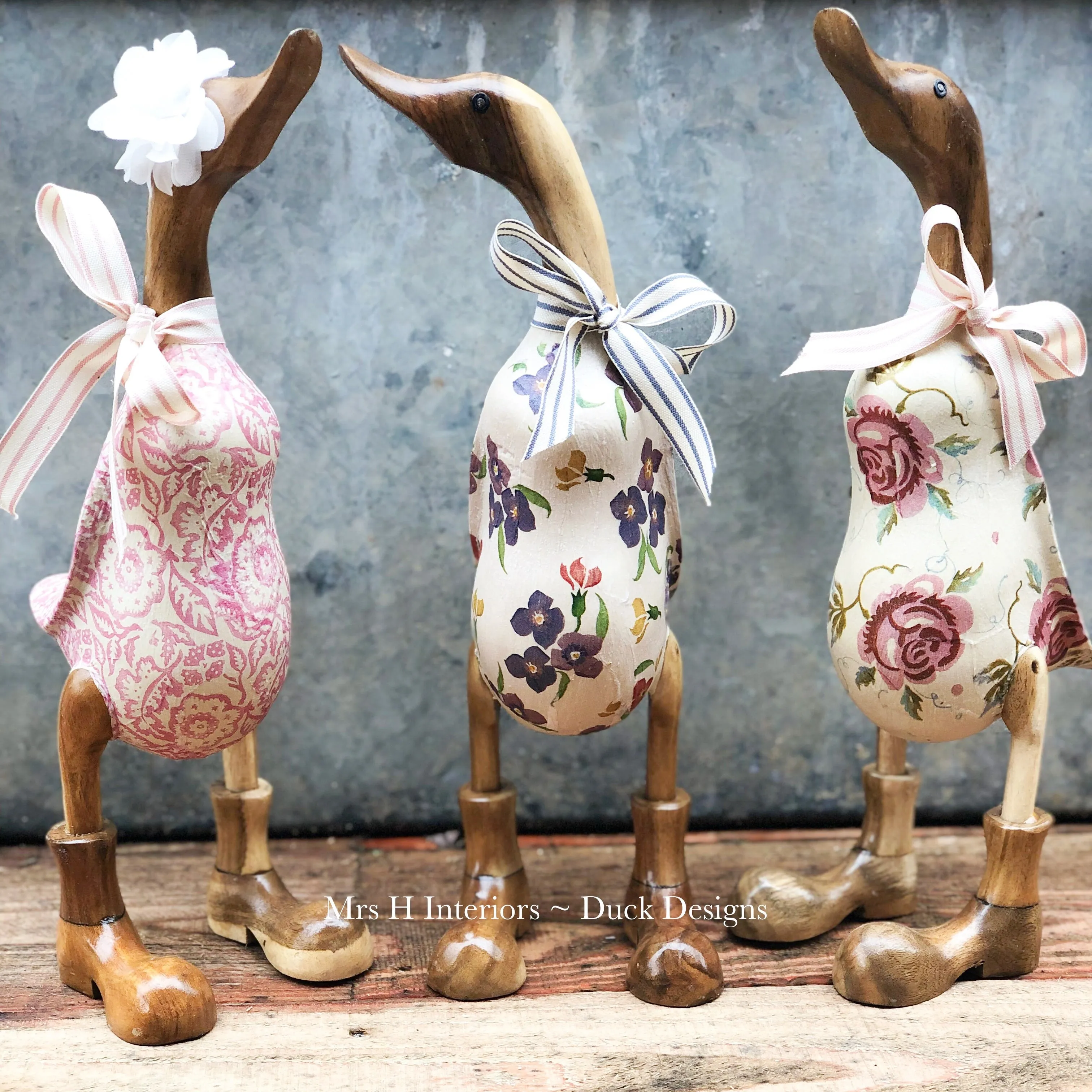 Emma Bridgewater Outdoor Ducks -  - Decorated Wooden Duck in Boots by Mrs H the Duck Lady