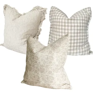 English Country Cream and Beige Cushion Set