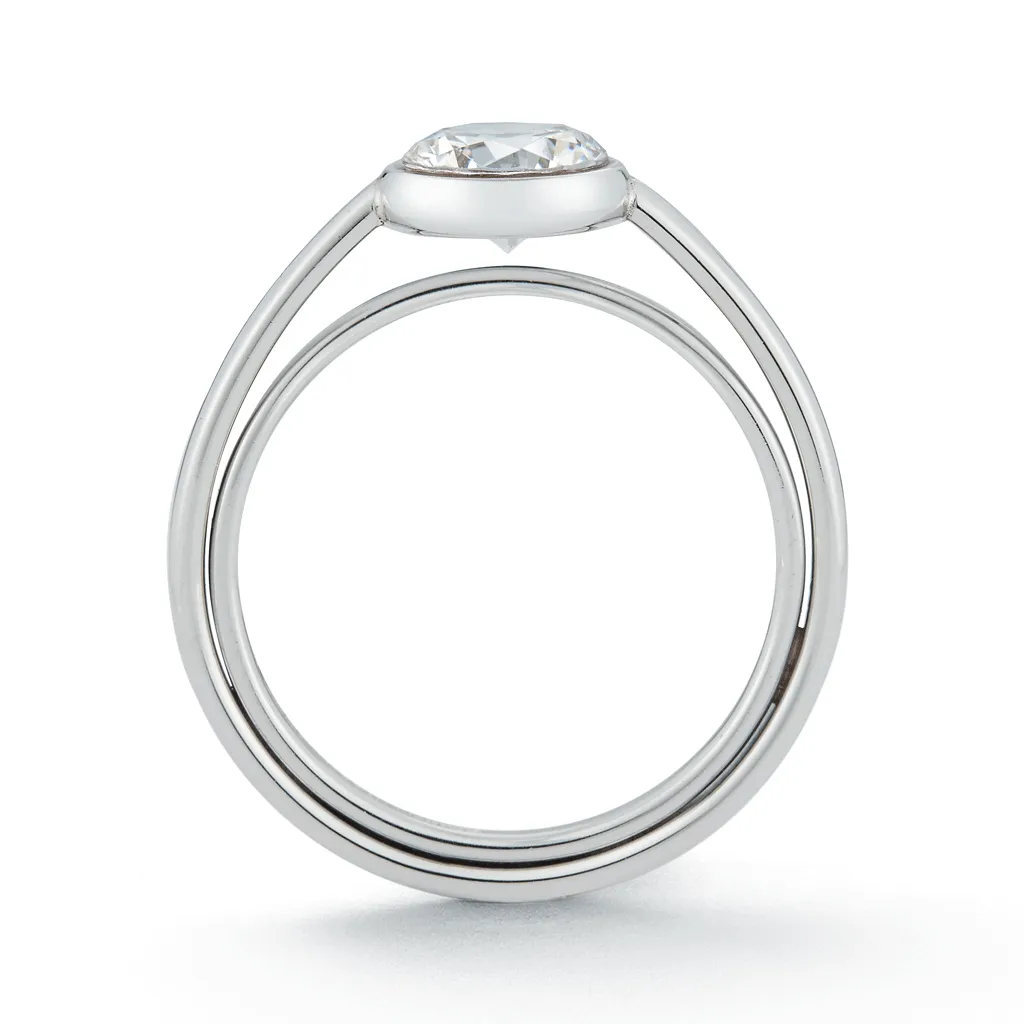 Entre Nous Bezel Set Omega Diamond Solitaire Engagement Ring