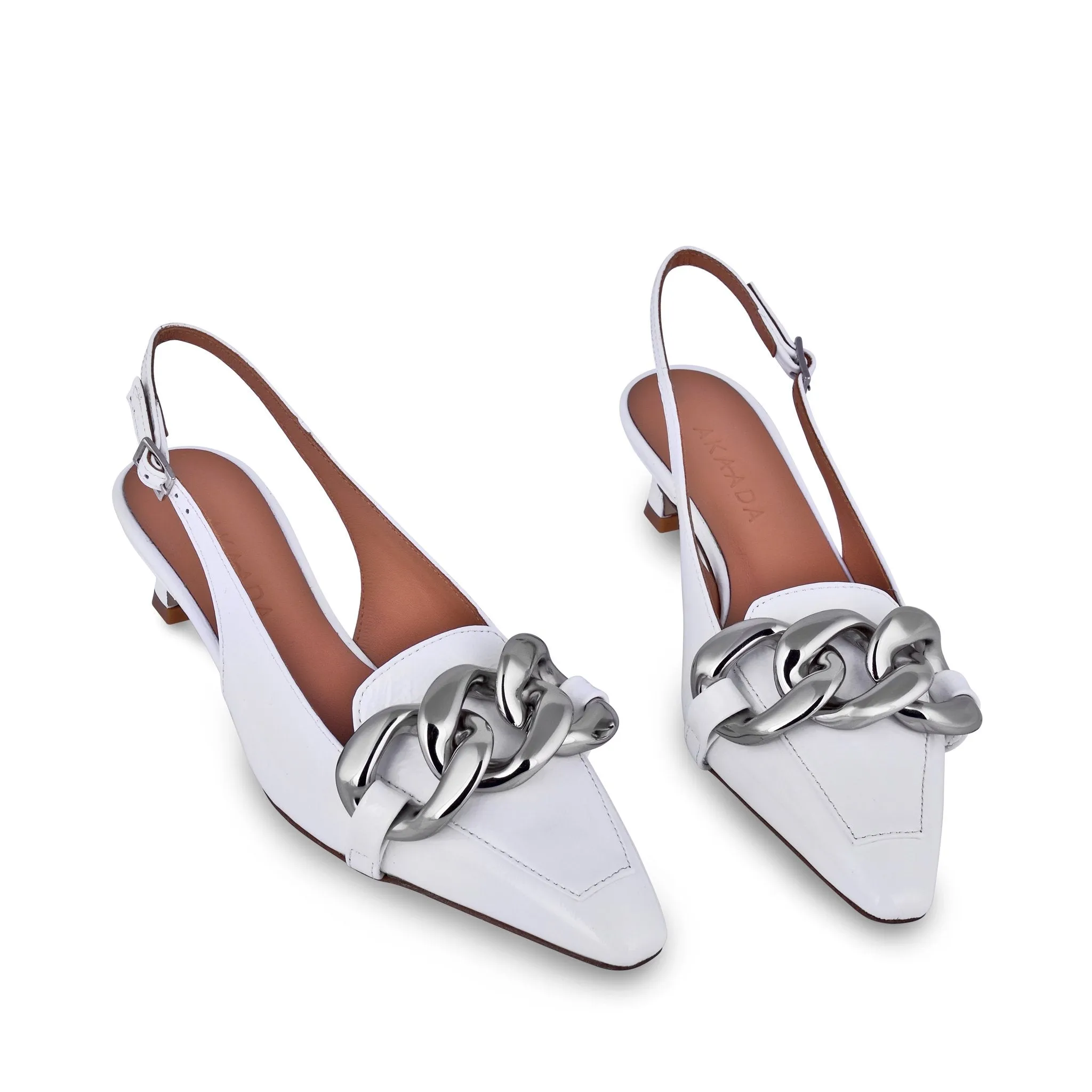 Erity White Naplak Slingback Pumps