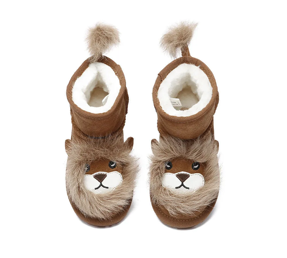 EVERAU® UGG Boots Kids Sheepskin Wool Lion Kids Plus