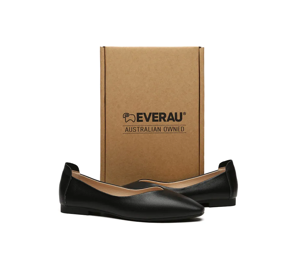 EVERAU® Women Leather Pointed Toe Ballet Flats Everly