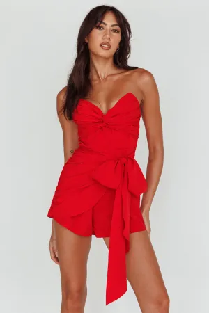 Feelin Vibes Twist Bust Romper Wine