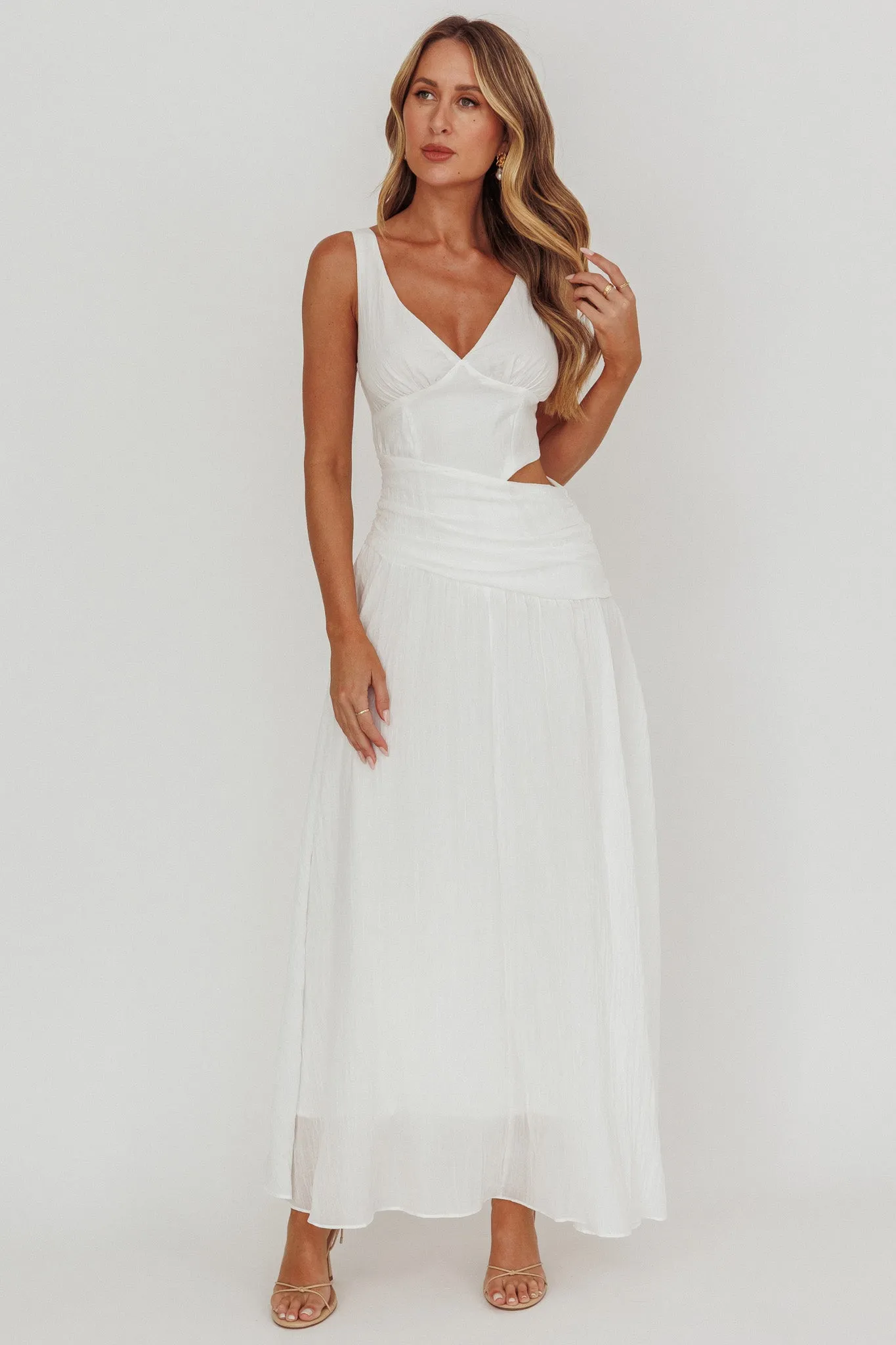 First Dates Waist Cut-Out Maxi Dress White