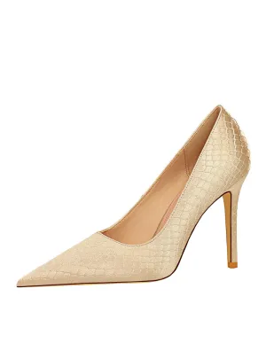 Fish Scale Shallow Pointed High Heels