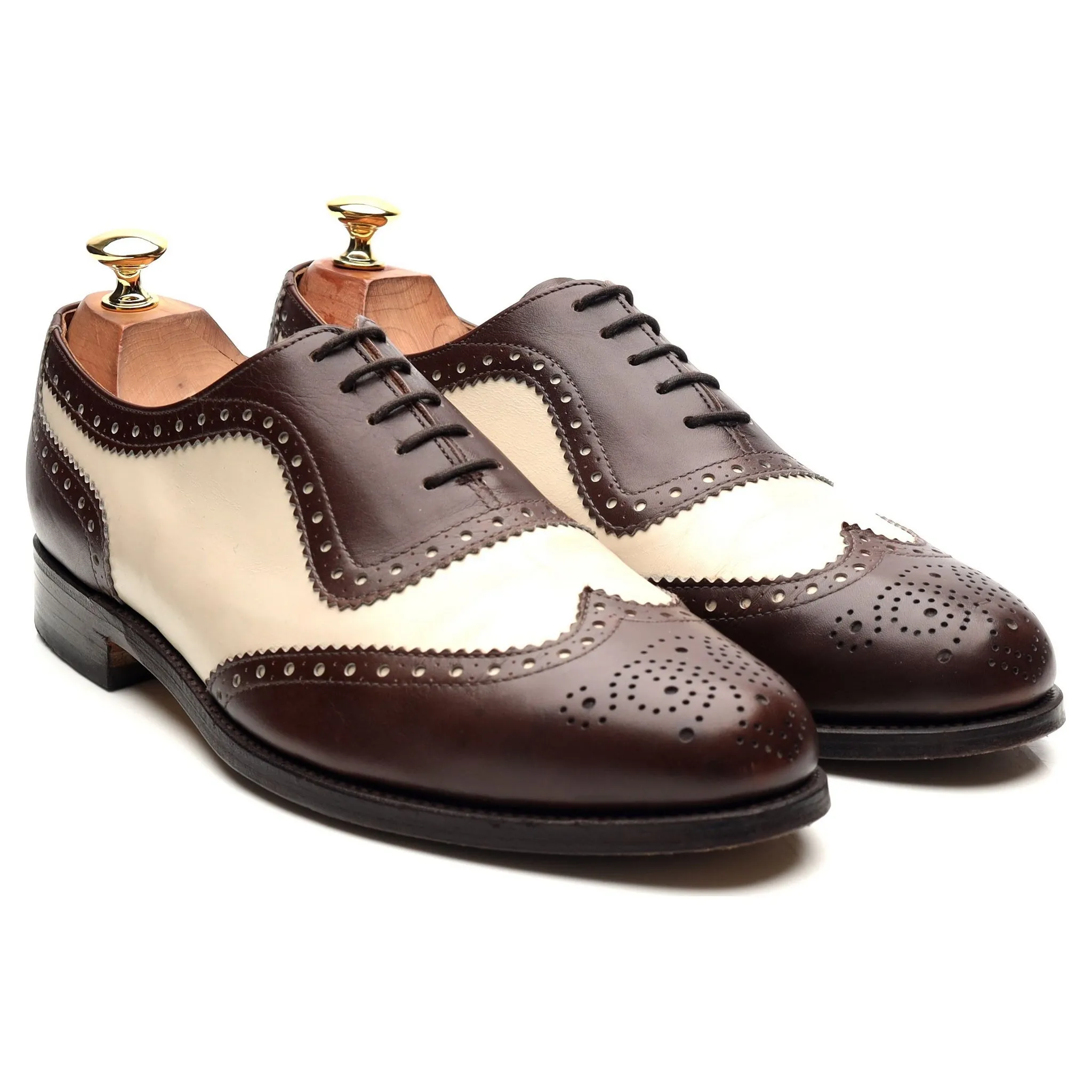 'Fitzgerald' Dark Brown Brown White Leather Spectator Brogues UK 9 FX