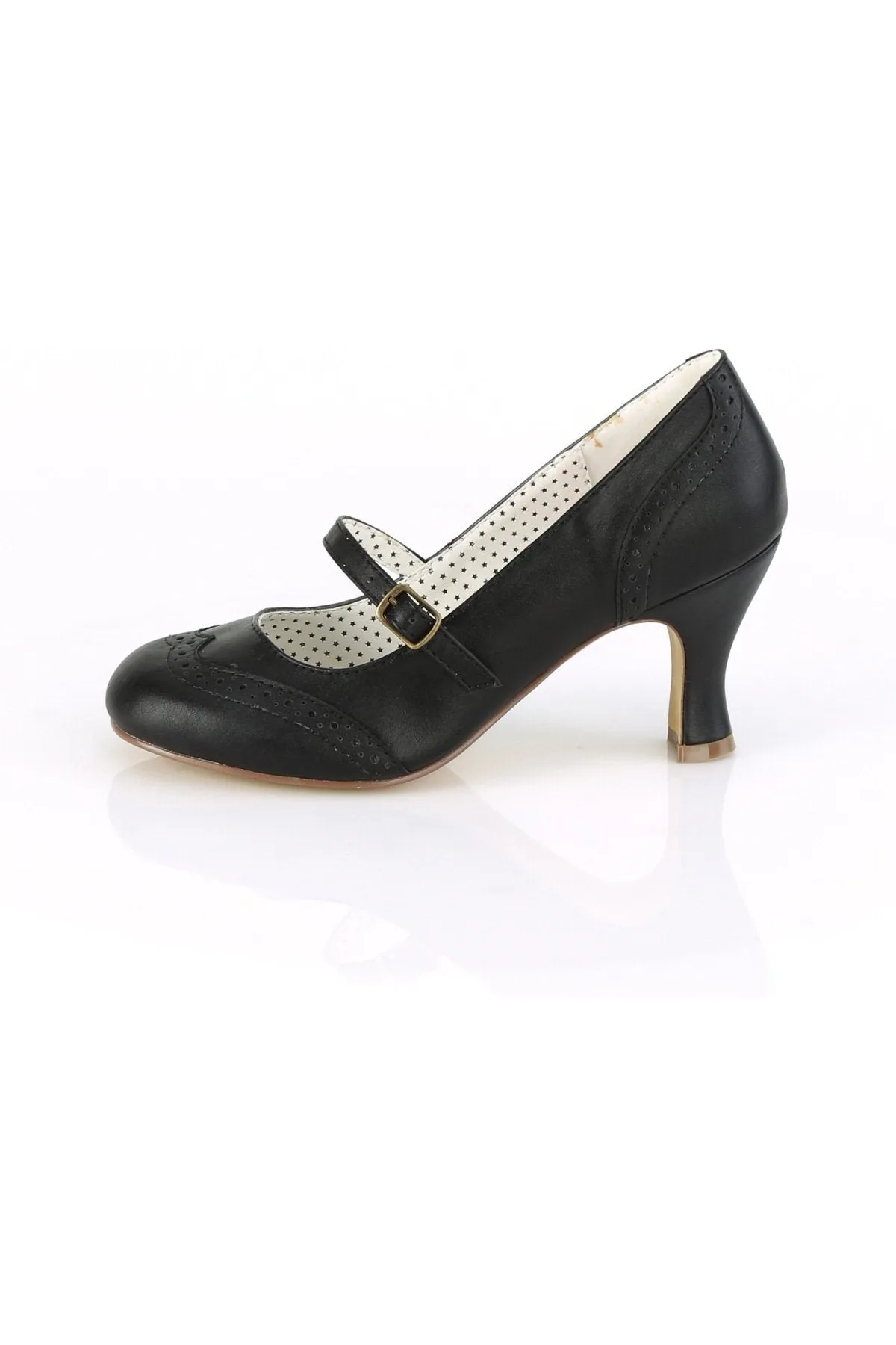 FLAPPER-32 Pump | Black Faux Leather