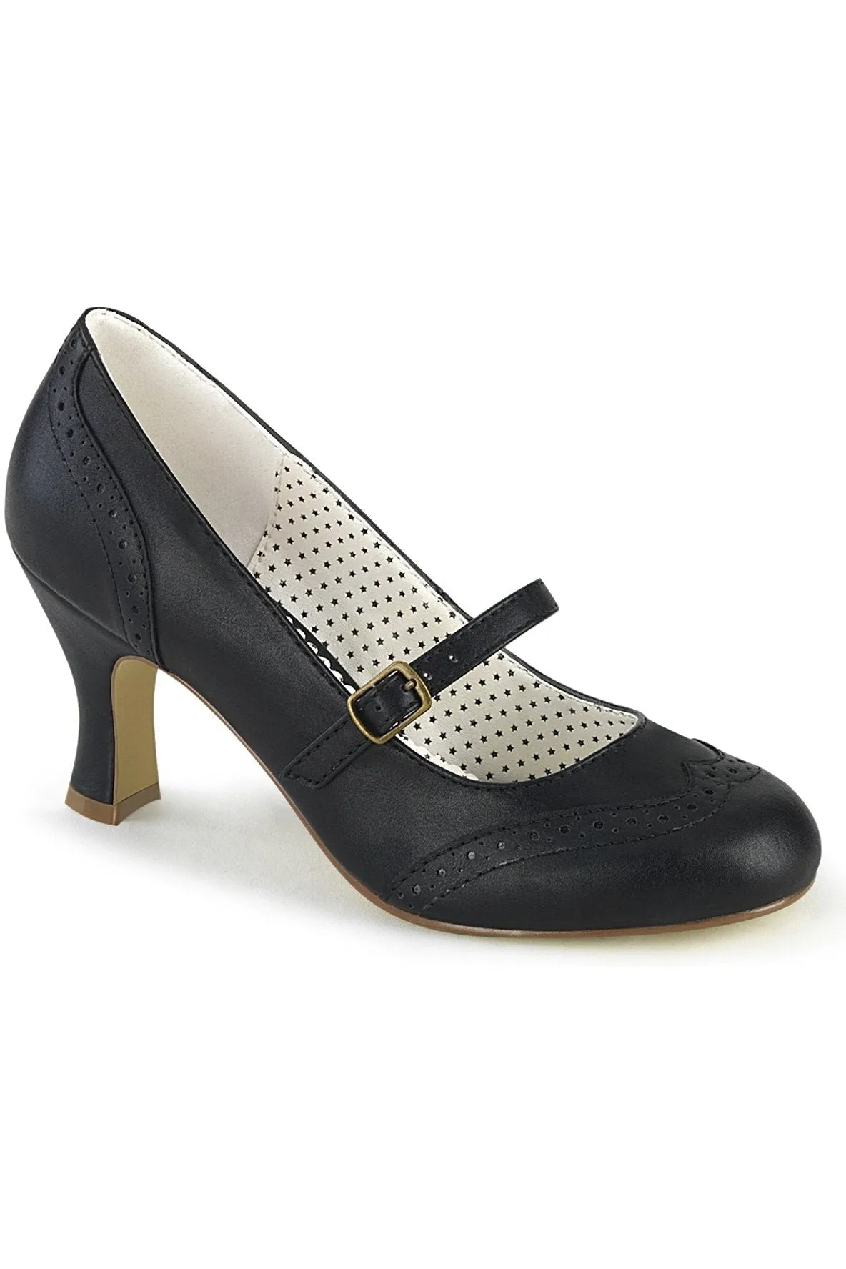 FLAPPER-32 Pump | Black Faux Leather