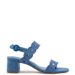 Florence Broderie Sandal In Blue Denim