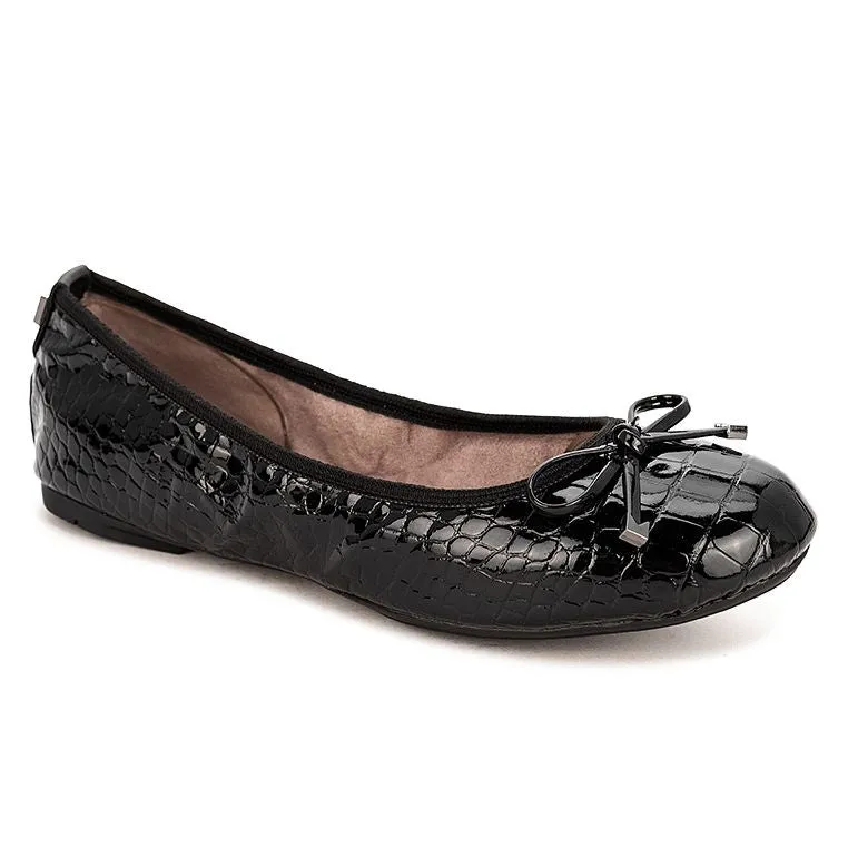 FRANKIE Ballet Flat Shoes - Black Patent Croc