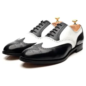 'George' Black White Leather Spectator Brogues UK 12 F