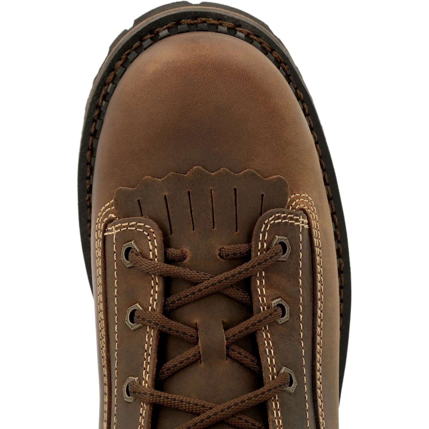 Georgia Mens AMP LT Low Heel Logger CT Brown Leather WP Work Boots