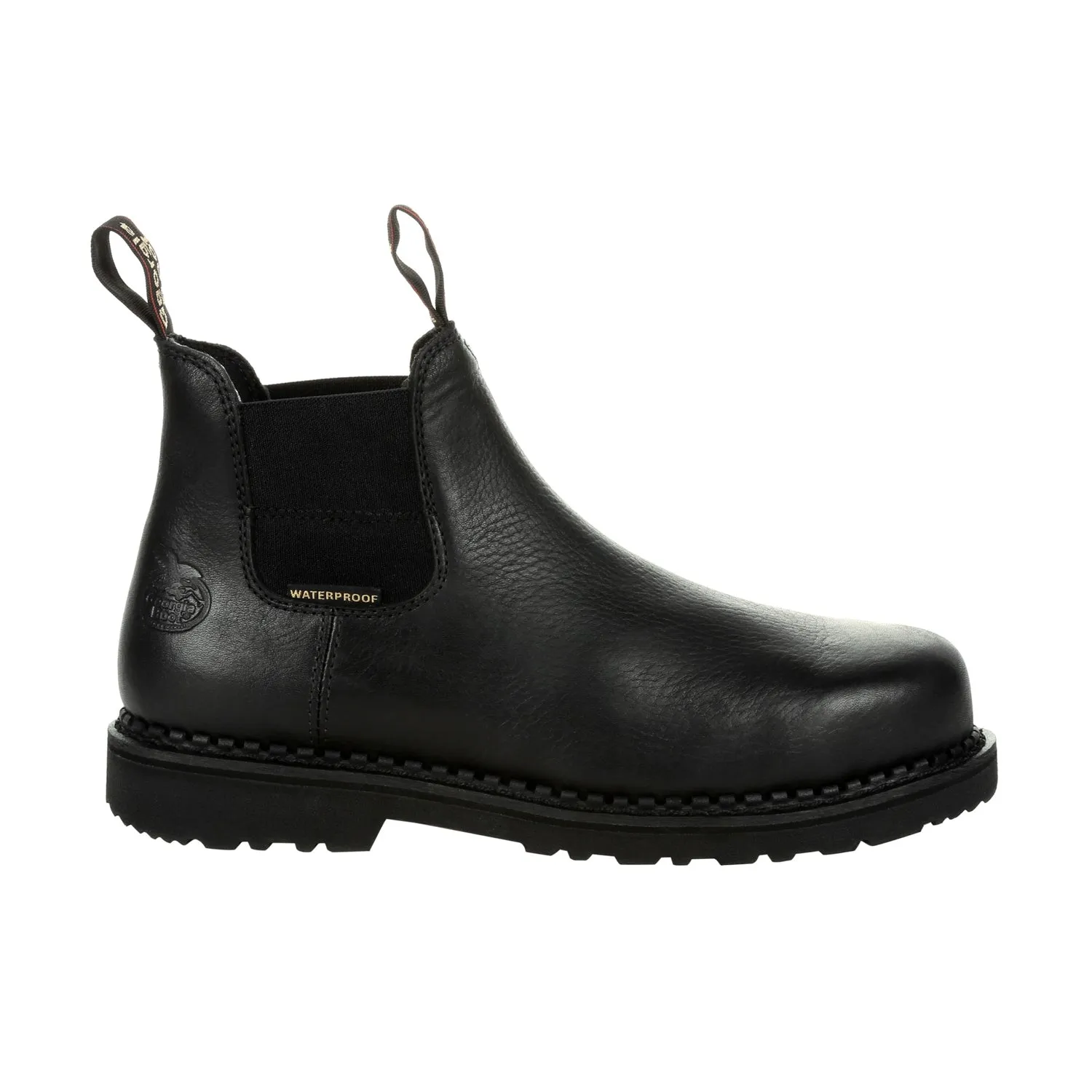 Georgia Mens Black Leather Giant Revamp WP Chelsea Work Boots