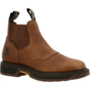 Georgia Mens Carbo-Tec LT WP Chelsea Brown Leather Work Boots