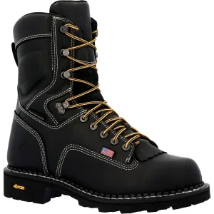 Georgia Mens USA Logger WP Black Leather Work Boots