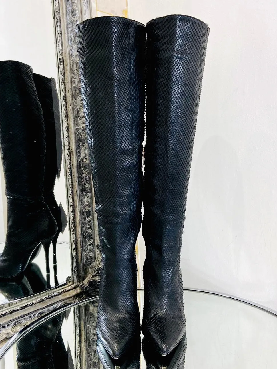 Gianmarco Lorenzi Python Skin Boots, Size 38