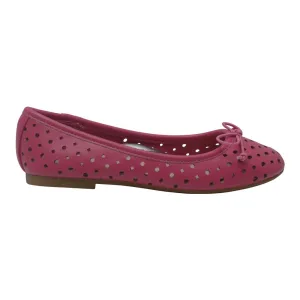 Girls Fuchsia Perforated Bow Ballet Trendy Flats 11-4 Kids