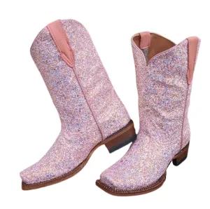 Girls Pink Unicorn Boots