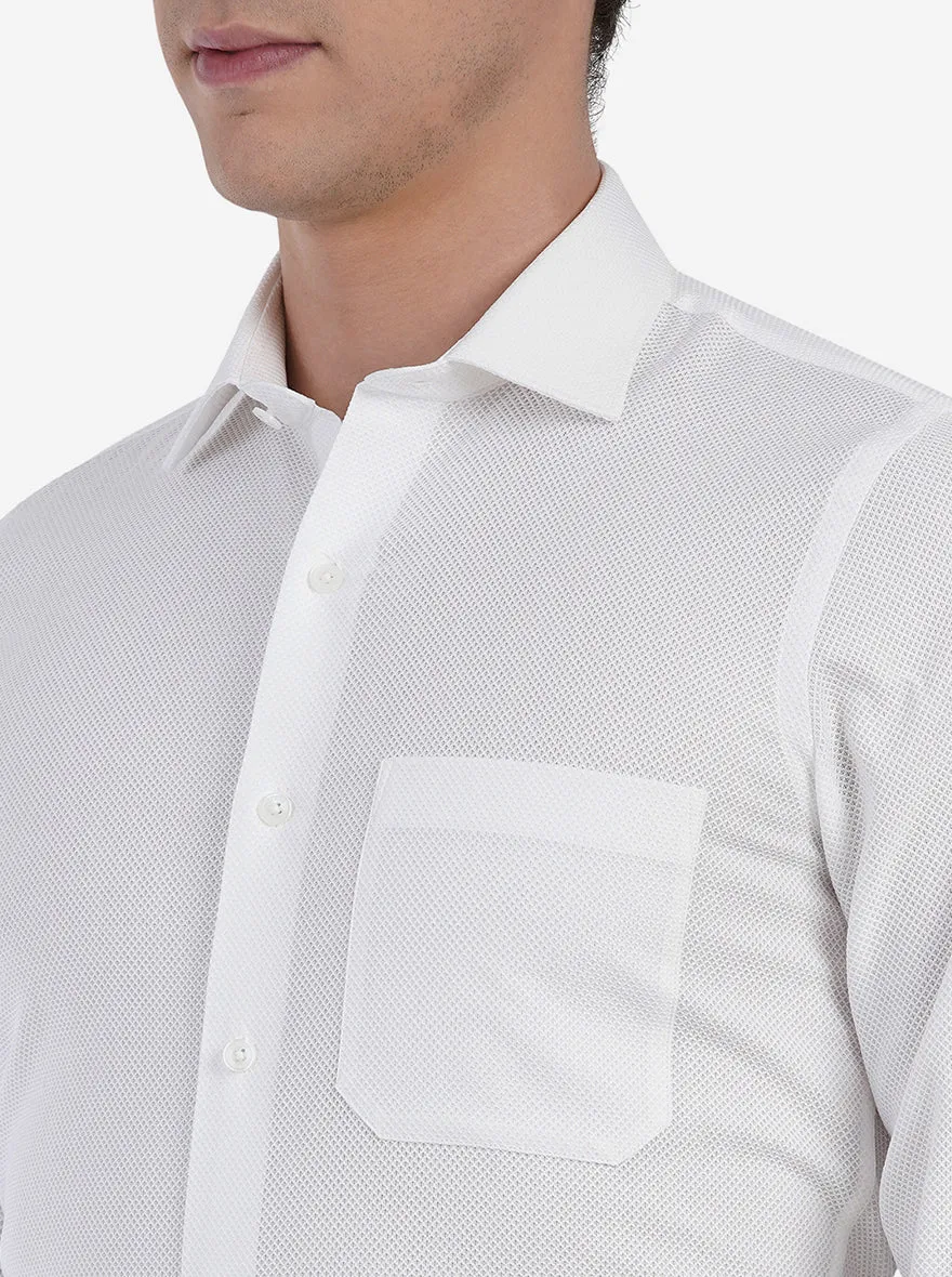 Glacier White Dobby Slim Fit Formal Shirt | JadeBlue