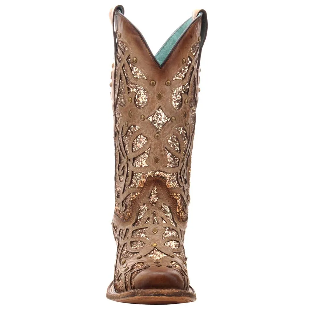 Glitter Square Toe Western Boots