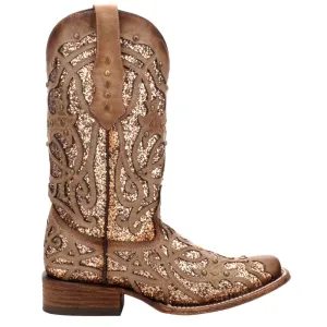 Glitter Square Toe Western Boots