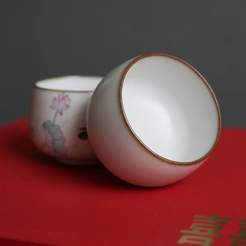 Gohobi A Set of 2 Hand-painted Mandarin Duck Tea Cup