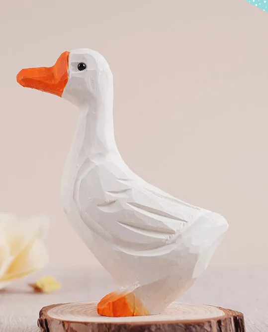 Gohobi Handcrafted Wooden White Duck Ornament