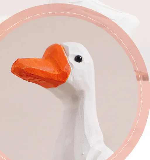 Gohobi Handcrafted Wooden White Duck Ornament