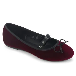 Gothic Ballet Burgundy Velvet Flats