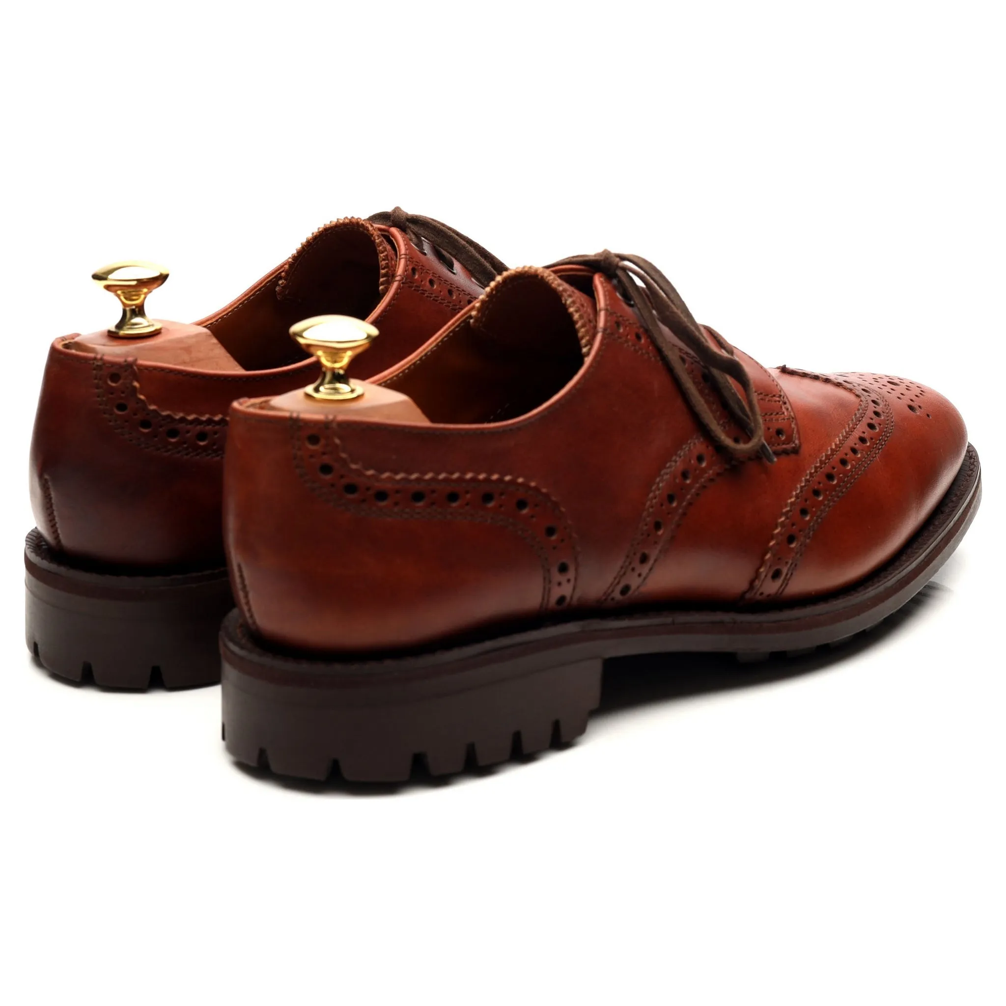 'Greasy' Tan Brown Leather Derby Brogues UK 9 F