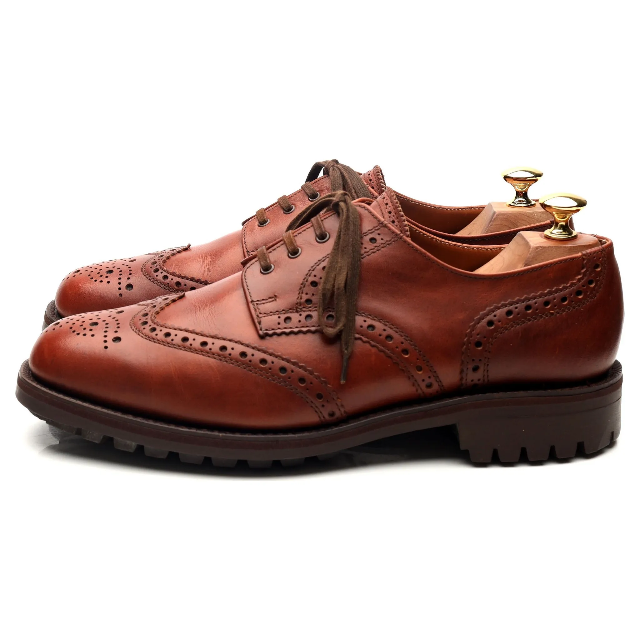 'Greasy' Tan Brown Leather Derby Brogues UK 9 F