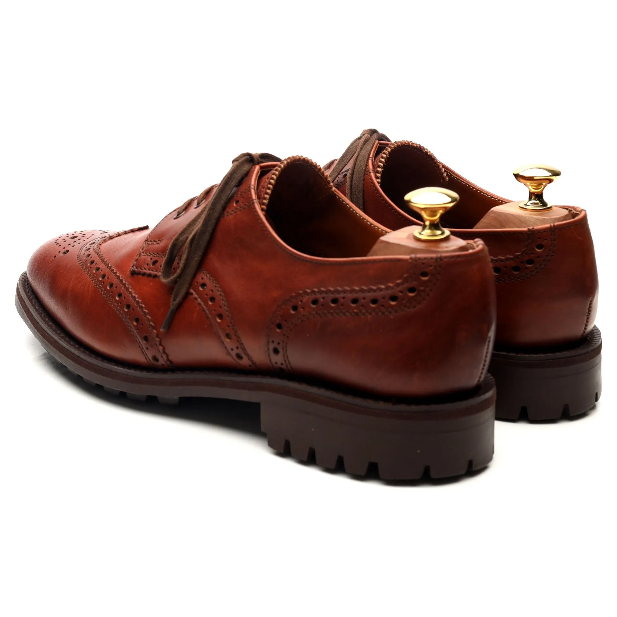 'Greasy' Tan Brown Leather Derby Brogues UK 9 F