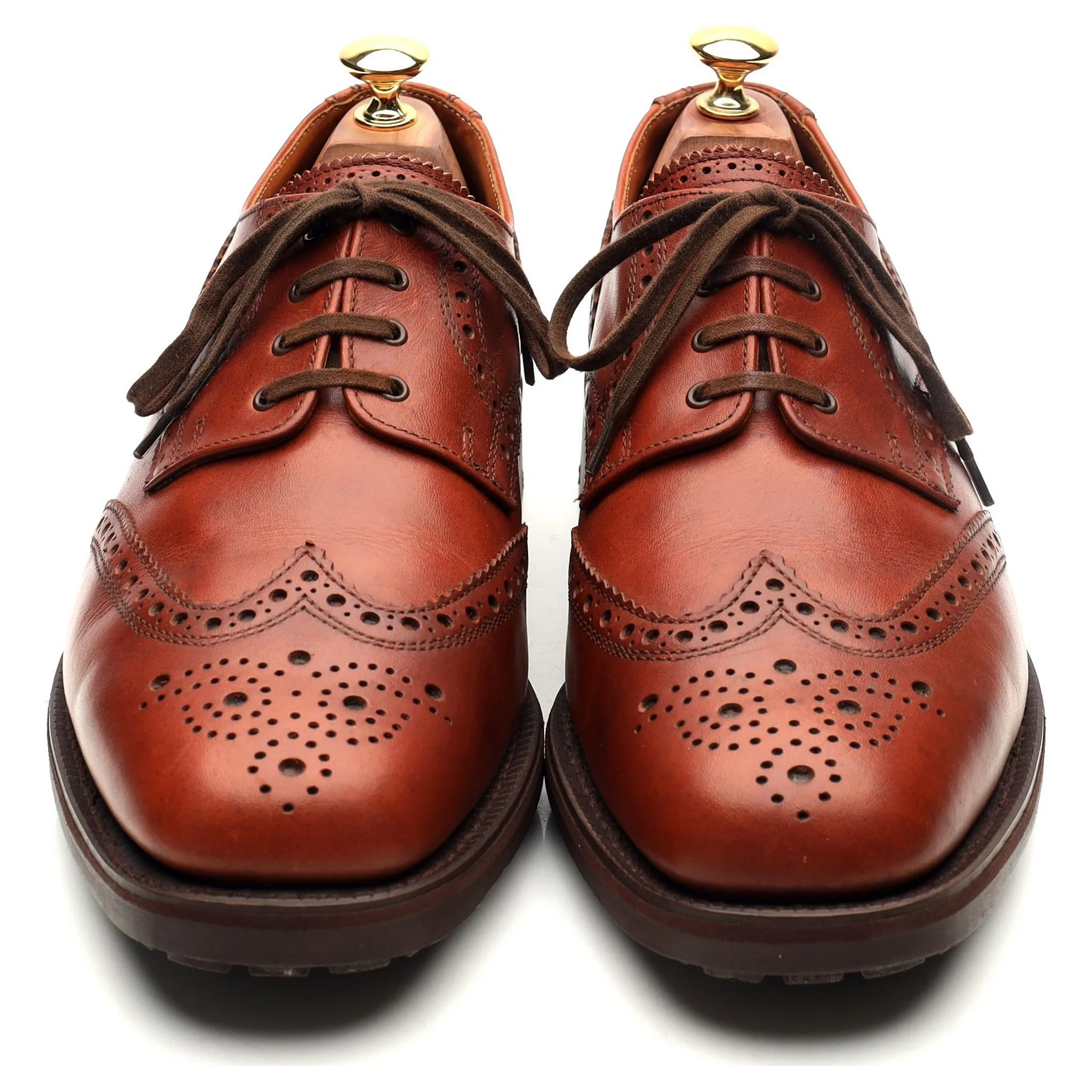 'Greasy' Tan Brown Leather Derby Brogues UK 9 F