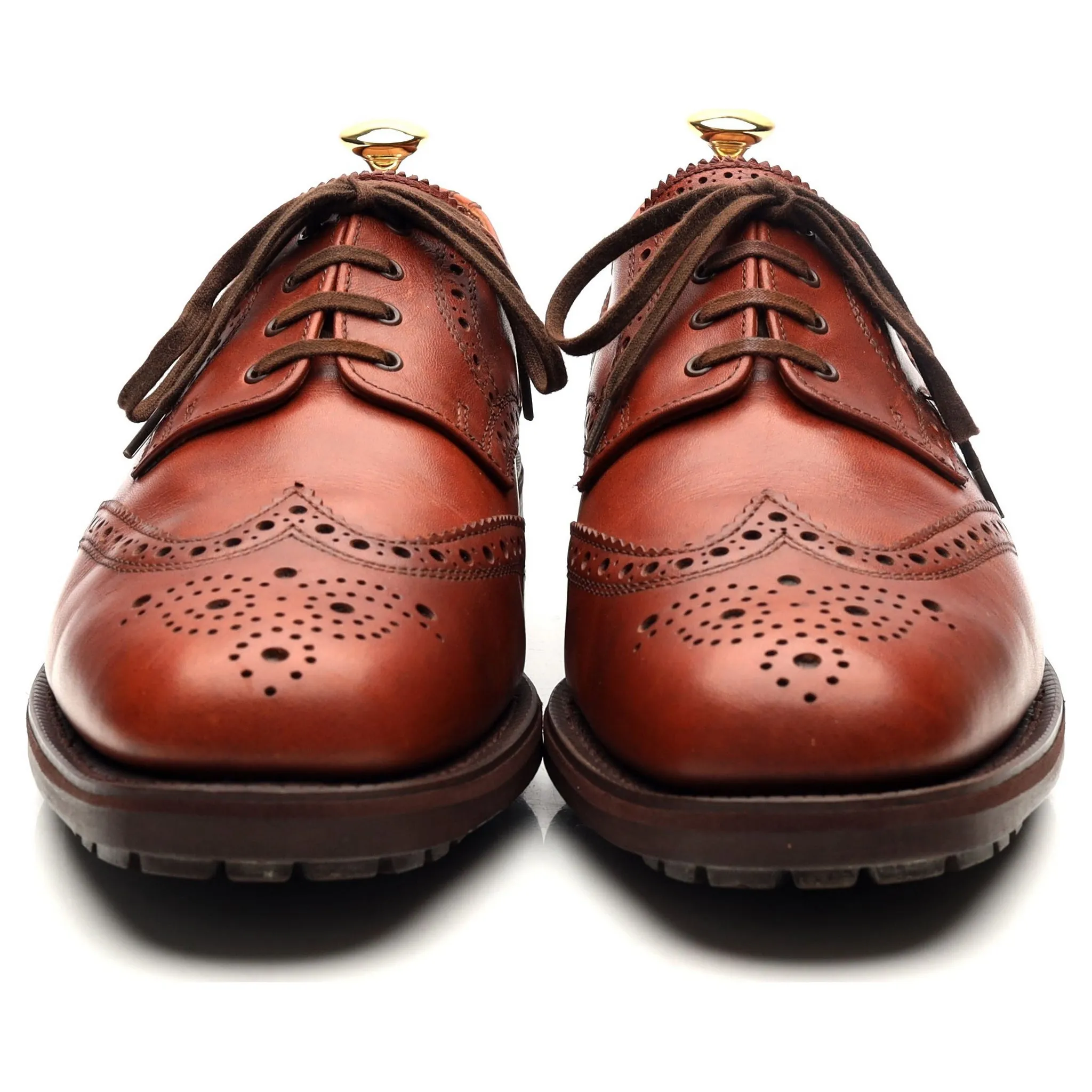 'Greasy' Tan Brown Leather Derby Brogues UK 9 F