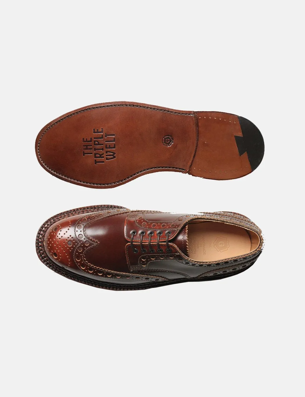 Grenson Archie Triple Welt Brogues - Mahogany