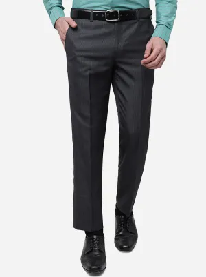 Grey & Green Checked Slim Fit Formal Trouser | Metal