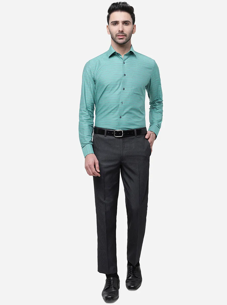 Grey & Green Checked Slim Fit Formal Trouser | Metal