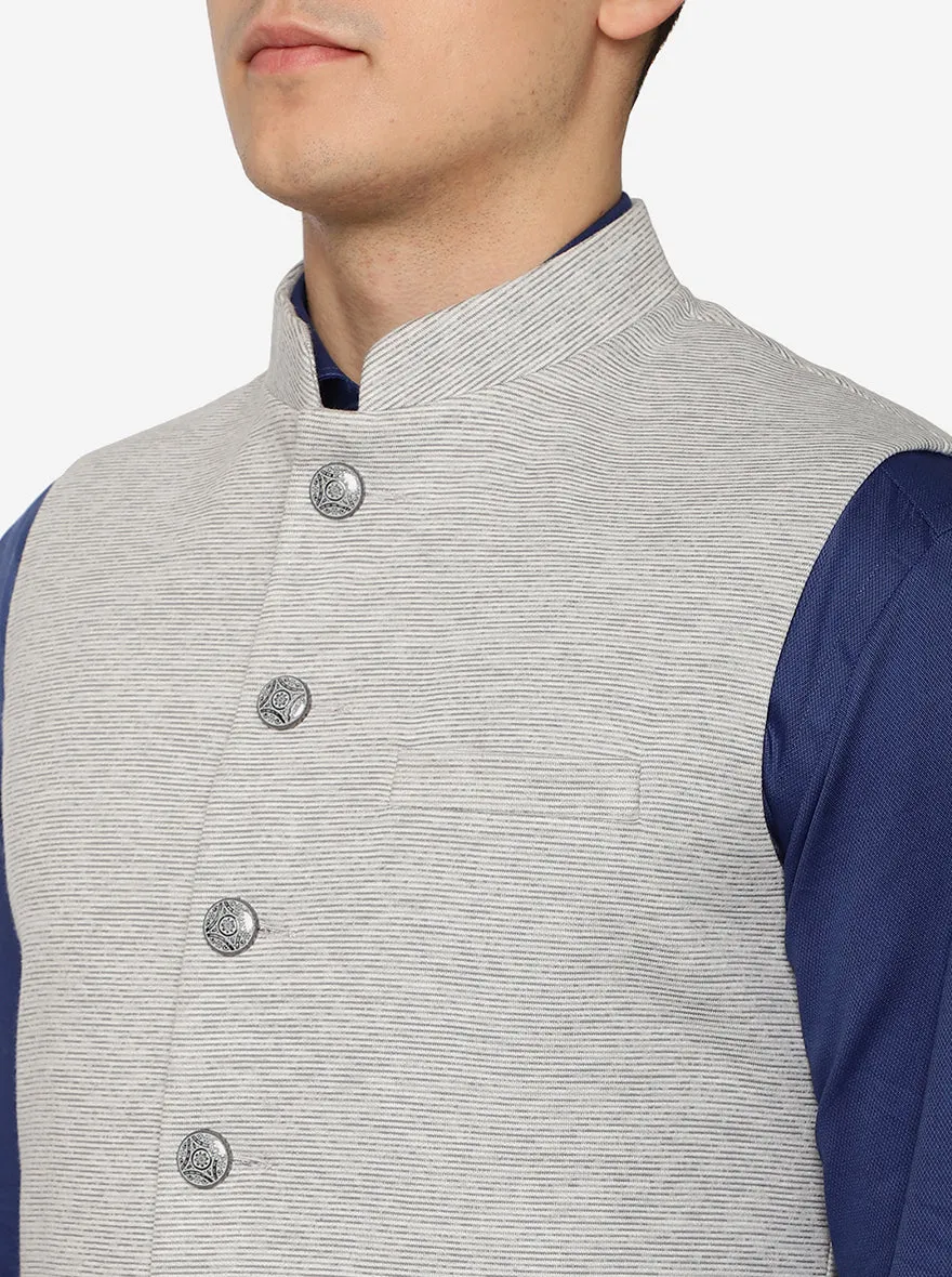 Grey Solid Regular Fit Bandhgala Jacket | Greenfibre