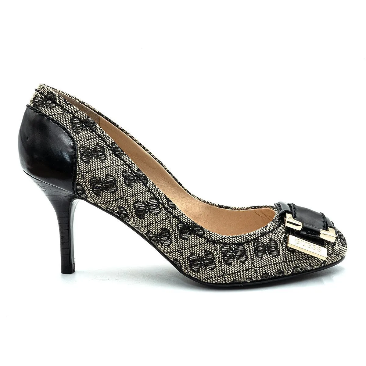 Guess Signature Pump High-Heel Shoes Fabric Black Colour For Women