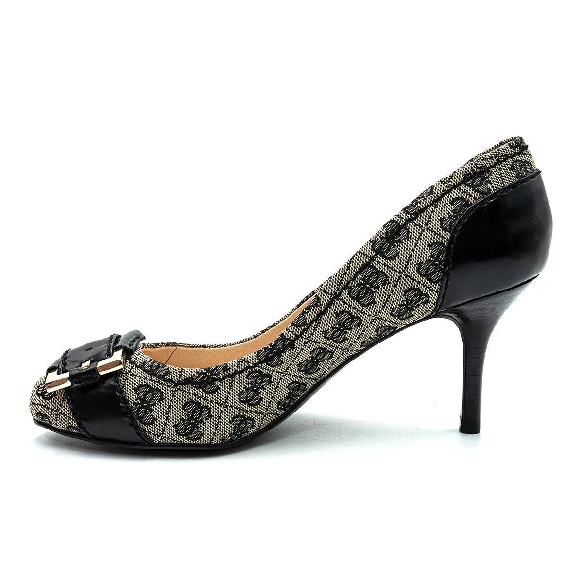 Guess Signature Pump High-Heel Shoes Fabric Black Colour For Women