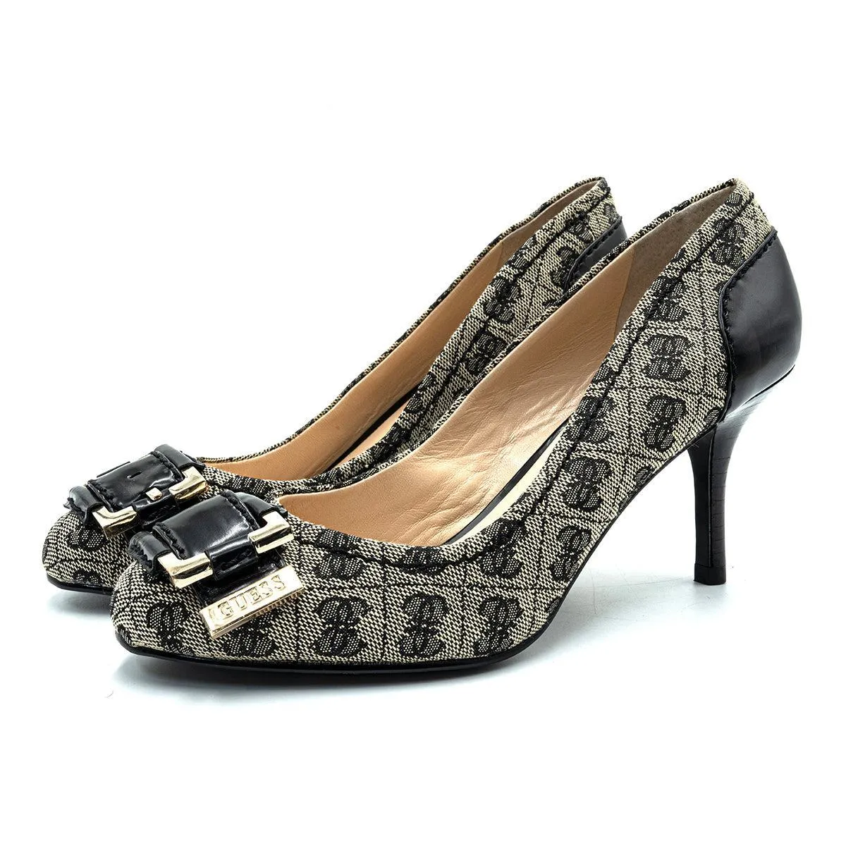 Guess Signature Pump High-Heel Shoes Fabric Black Colour For Women